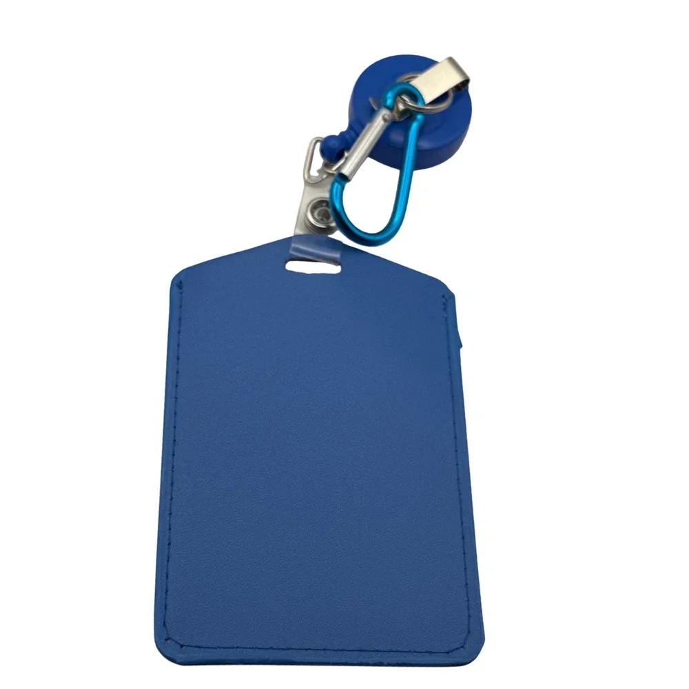Blue ID Badge Holder Retractable Reel Carabiner‎ Clip
